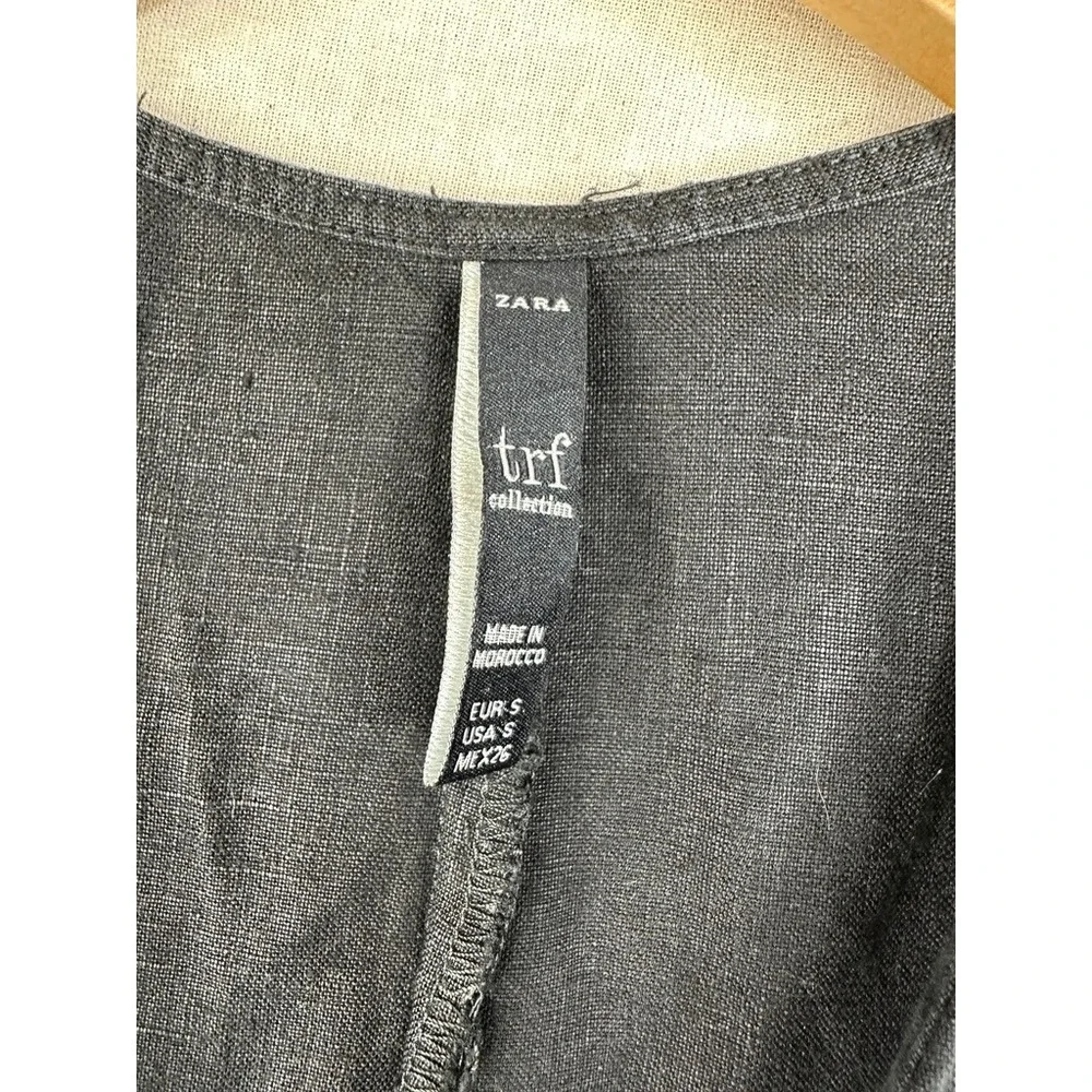 Zara Linen Button‎ Down Rompers Black Size Small